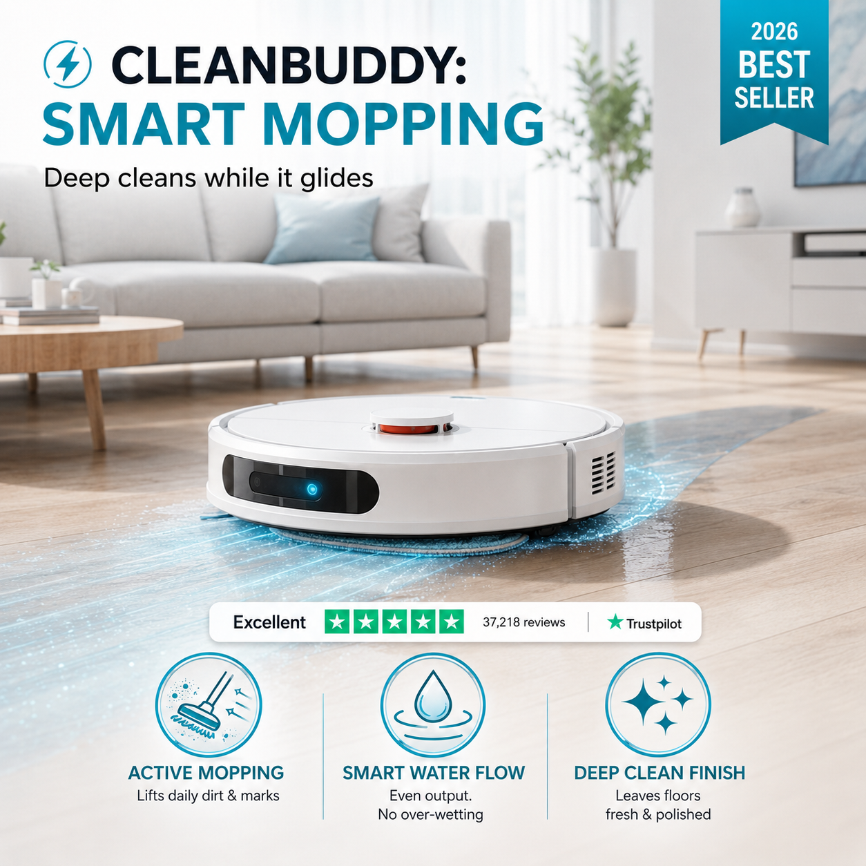 CleanBuddy™ 4-in-1 Smart Robot Vacuum & Mop
