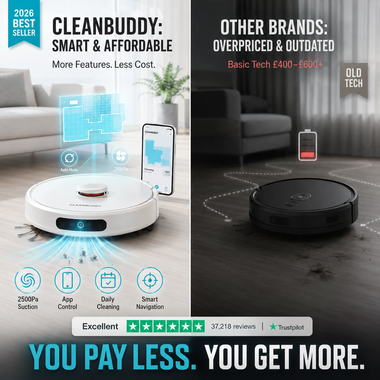 CleanBuddy™ 4-in-1 Smart Robot Vacuum & Mop